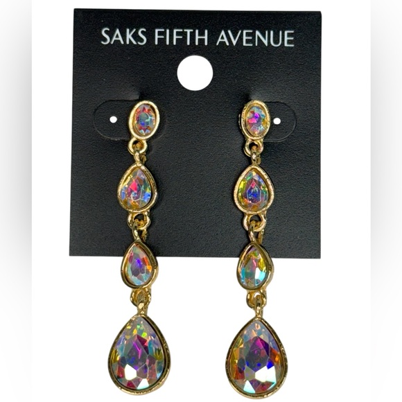 Saks Fifth Avenue Jewelry - Saks Fifth Avenue Gold and Iridescent Teardrop Earrings